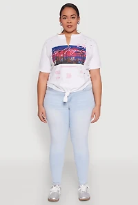 Womens Plus Size Los Angeles Slashed Graphic Tee, White, Size 1X