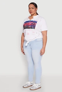 Womens Plus Size Los Angeles Slashed Graphic Tee, White, Size 1X