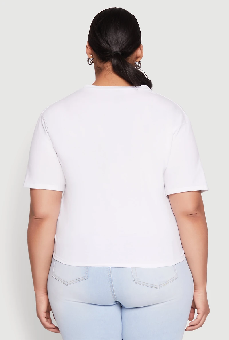 Womens Plus Size Los Angeles Slashed Graphic Tee, White, Size 1X