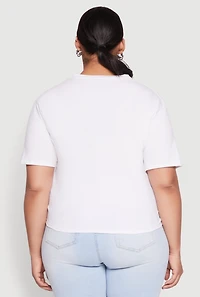 Womens Plus Size Los Angeles Slashed Graphic Tee, White, Size 1X