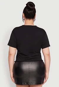 Womens Plus Size Laser Cut Boss Queen Graphic Tee, Black, Size 1X