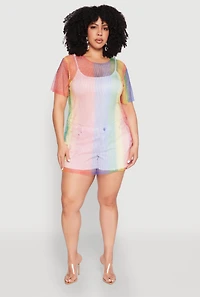 Plus Rhinestone Studded Fishnet Top