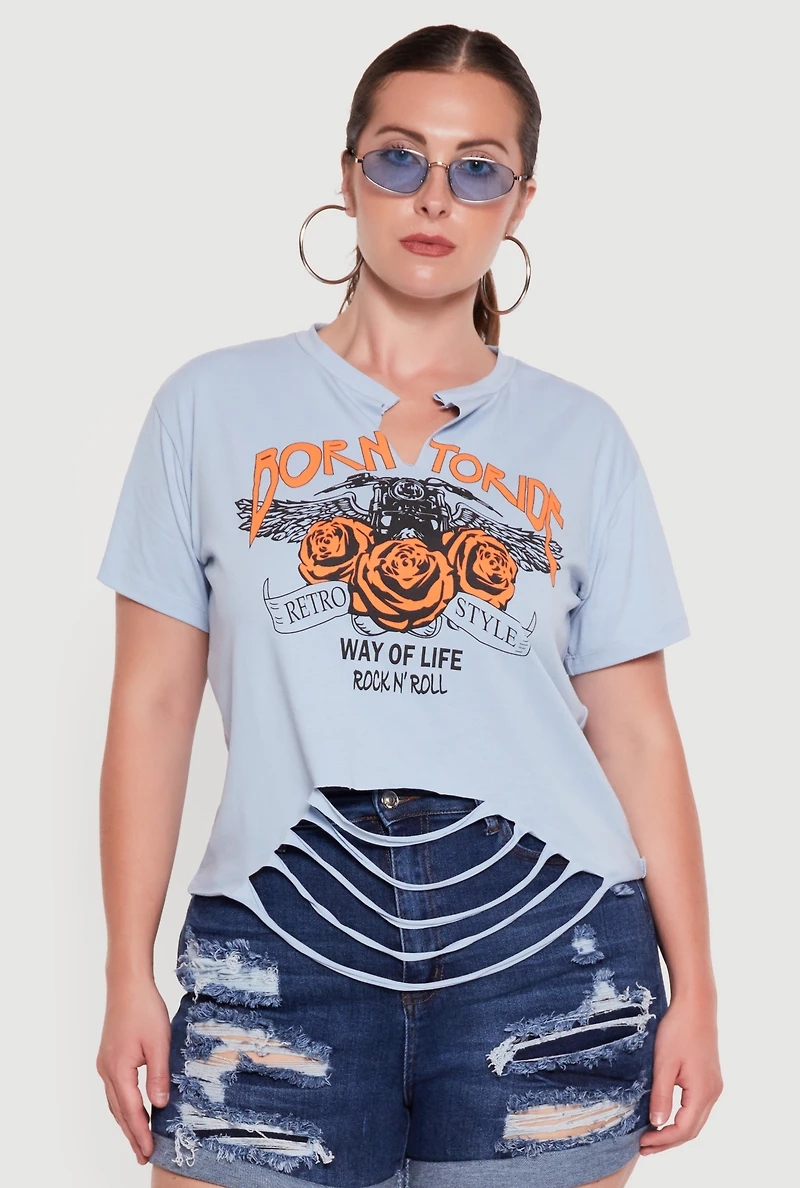 Plus Born To Ride Slashed Graphic Tee