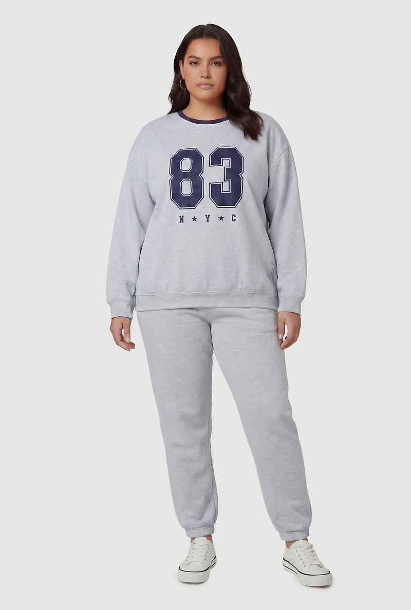 Plus Size 83 NYC Graphic Print Sweatshirt