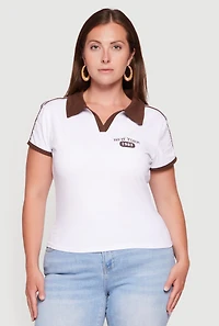 Plus Contrast Trim New York 1983 Graphic Polo Top