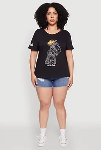 Womens Plus Lets Ride Graphic Crew Neck T-Shirt,
