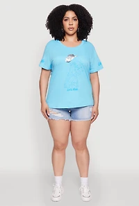 Womens Plus Lets Ride Graphic Crew Neck T-Shirt, 1X