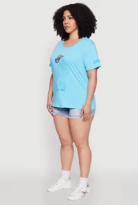 Womens Plus Lets Ride Graphic Crew Neck T-Shirt,