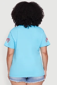 Womens Plus Sequin Cherry Lip Sassy Girl Graphic Tee,