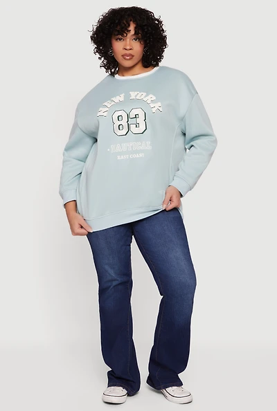 Plus New York 83 Nautical Embroidered Graphic Sweatshirt