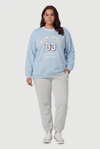 Plus New York 83 Nautical Embroidered Graphic Sweatshirt