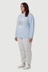 Plus Size New York 83 Nautical Embroidered Graphic Sweatshirt