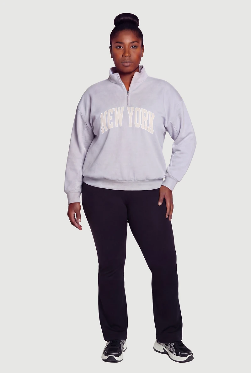 Plus New York Quarter Zip Sweatshirt