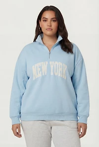 Plus New York Quarter Zip Sweatshirt
