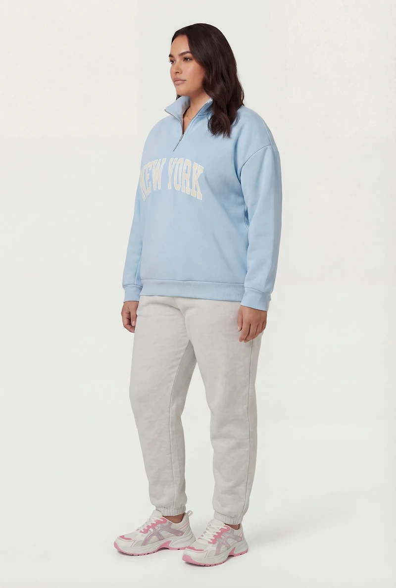 Plus New York Quarter Zip Sweatshirt