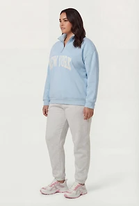 Plus New York Quarter Zip Sweatshirt