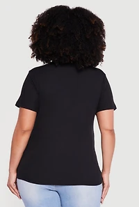 Plus Cherry Graphic Denim Patch Tee