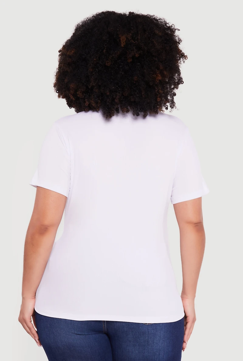 Plus Cherry Graphic Denim Patch Tee