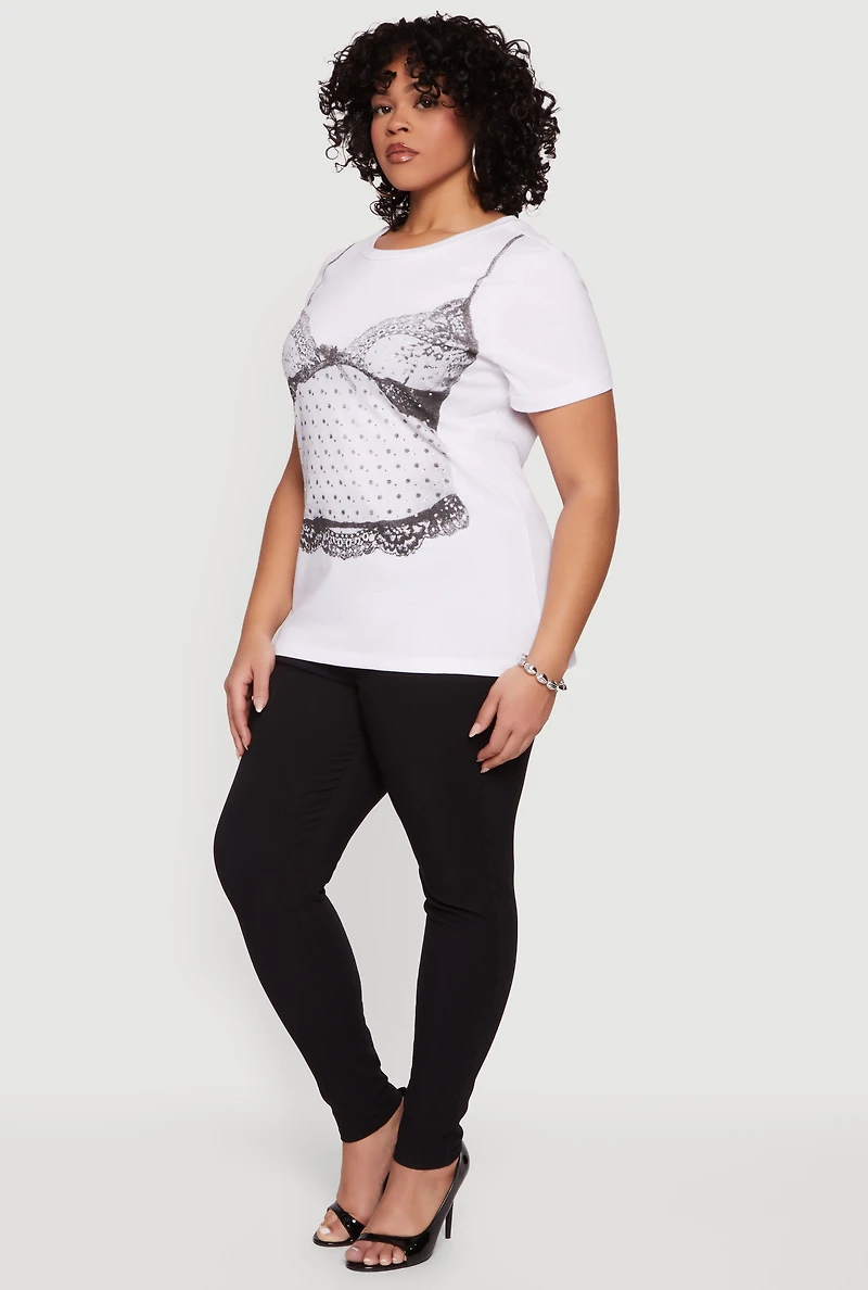 Plus Rhinestone Cami Graphic Tee