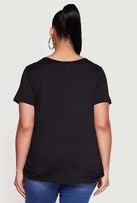 Plus Positive Vibes Rhinestone Studded Tee