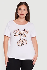 Plus Rhinestone Lucky Cherry Graphic Tee
