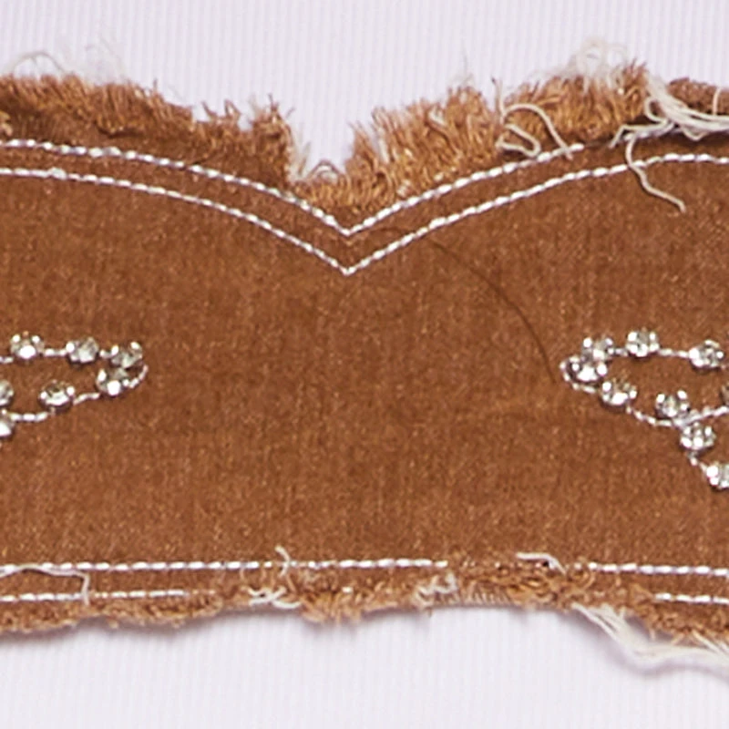 Plus Denim Corset Patch Rhinestone Detail Tee