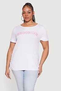 Plus Brooklyn Gingham Detail Graphic Tee