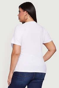 Plus Butterfly Studded Denim Patch Tee