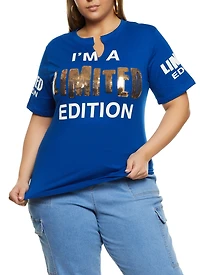 Plus Sequin Limited Edition Graphic T Shirt