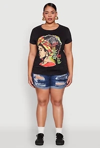 Womens Plus Size Always Be Ruched Graphic Tee, Black, Size 3X