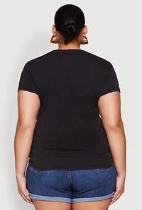 Womens Plus Size Always Be Ruched Graphic Tee, Black, Size 3X
