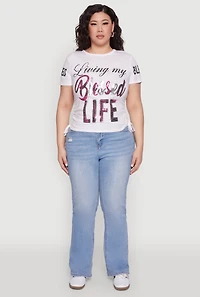 Plus Sequin Blessed Life Graphic Tee