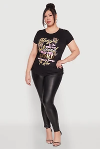Plus Blessed Is She Ruched Graphic Tee