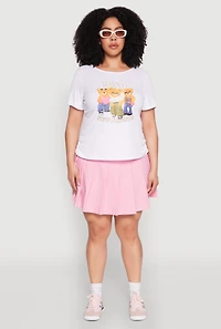 Womens Plus Size Rib Knit No New Friends Graphic Tee, White, Size 2X