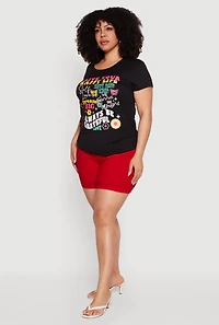 Plus Sequin Good Vibes Graphic Side Ruched Tee