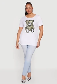 Plus Camo Teddy Bear Patch Graphic Tee