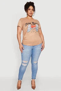 Plus New York Dreamer Graphic Side Ruched Tee