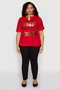 Plus Sequin Bossy Ideas Graphic Tee