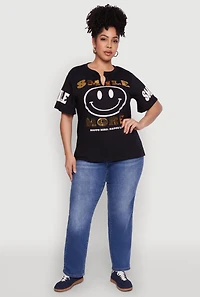 Plus Sequin Smile More Graphic Tee