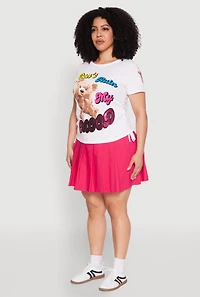 Womens Plus Size Dont Ruin My Mood Sequin Graphic Tee, White, Size 1X