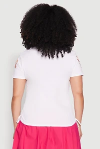 Womens Plus Size Dont Ruin My Mood Sequin Graphic Tee, White, Size 1X