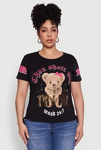 Plus Thou Shall Not Try Me Bear Graphic Top