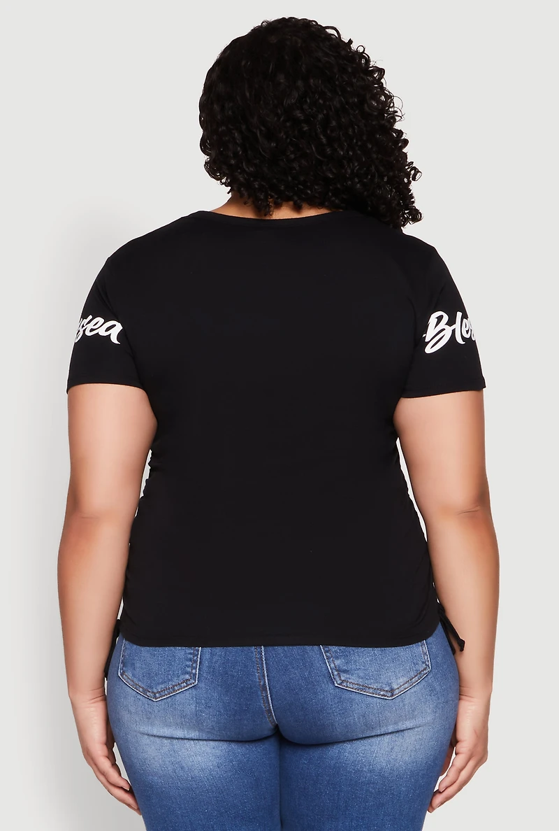 Plus Sequin Blessed Everyday Graphic Tee