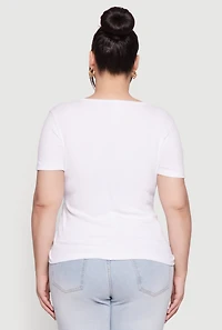 Womens Plus Size Kinda Sweet 3D Foil Graphic Tee, White, Size 1X
