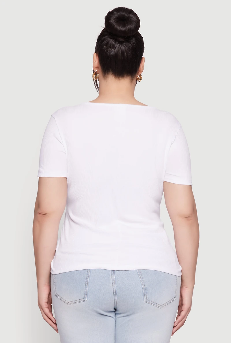 Womens Plus Size Kinda Sweet 3D Foil Graphic Tee, White, Size 1X
