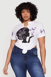 Plus God Is Within Her She Will Not Fail Knot Front Tee