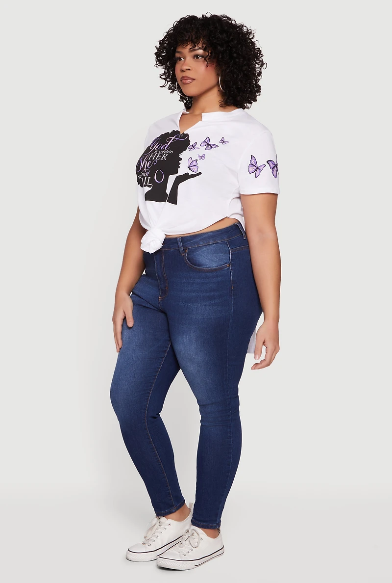 Plus God Is Within Her She Will Not Fail Knot Front Tee