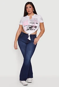 Plus New York Graphic Knot Front T-Shirt