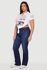 Plus New York Graphic Knot Front T-Shirt