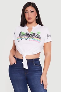 Plus Los Angeles California Knot Front T-Shirt